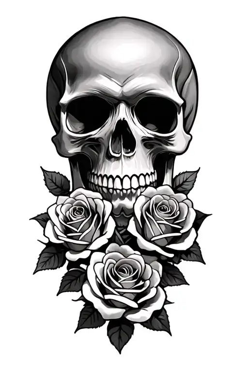 Crazy Skull And Roses