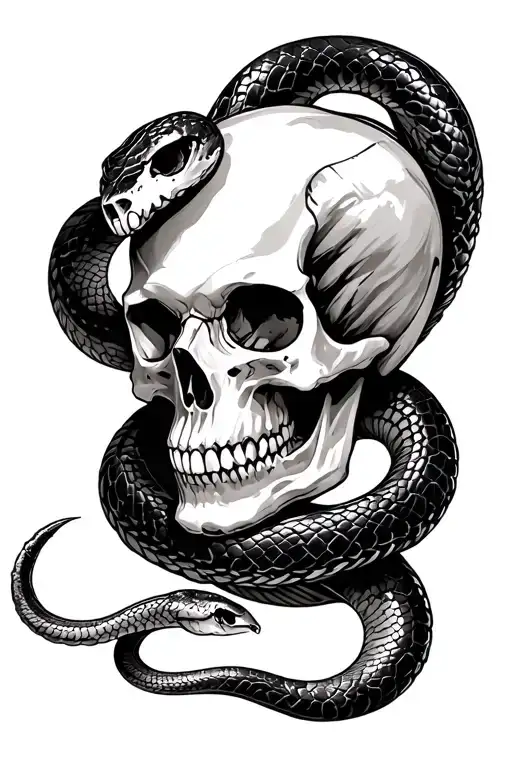 Skull And Snake Wrapped On Scar