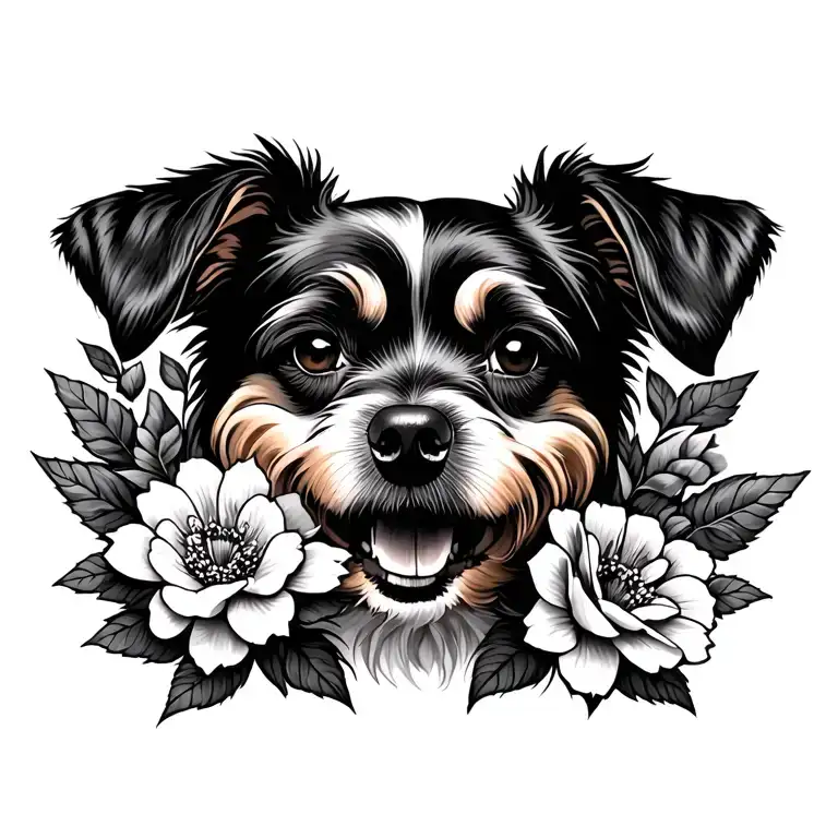 Gothic Dog And Flowers