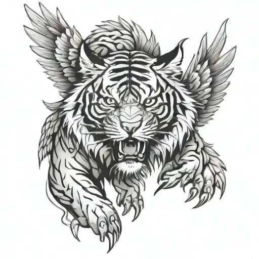 Incorporate Tigers And Eagles In A Tattoo Inspired By Ancient Asian Cultures