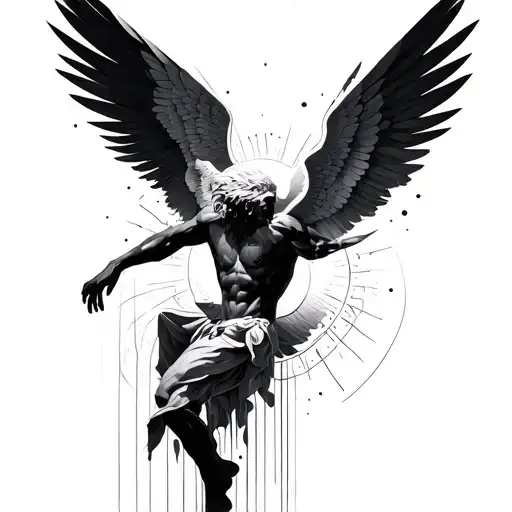 Icarus Falling From The Sun Geometric Shapes