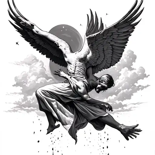 Icarus Falling From The Sky Geo Symteric Shapes Tatto