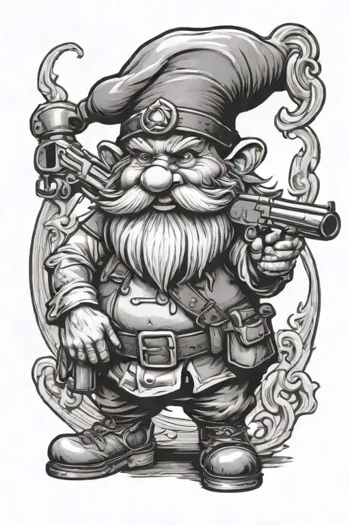 Gnome With Gun Cigar Leaning
