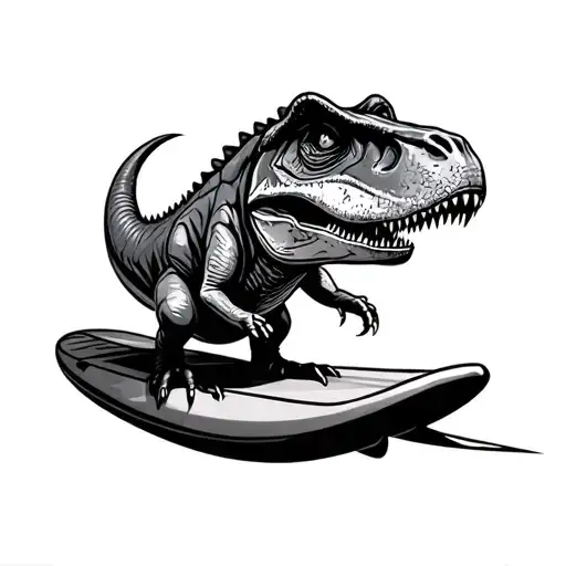 Baby T-rex In A Surf Board Design