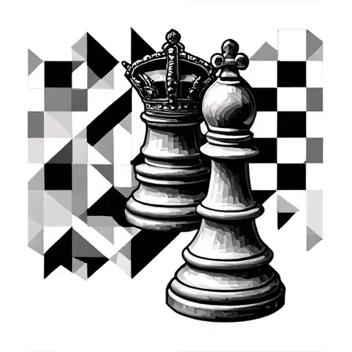 Queen Chess Piece Geometric Pattern