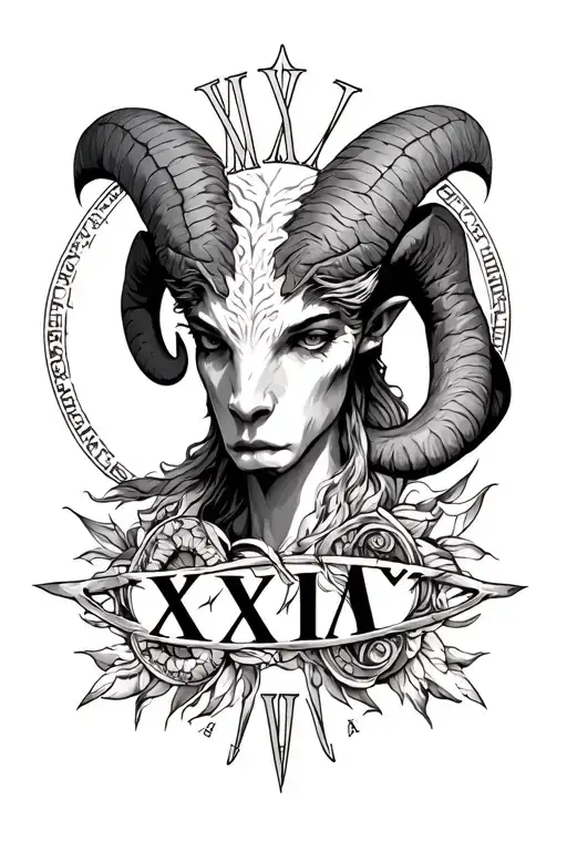 Aries Combine With Virgo Symbol Demonic With Xxiv Roman Numeral Under For Forearm