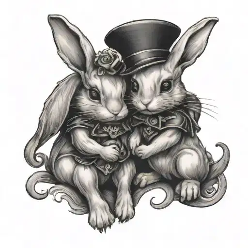 Gothic Bunny And It Baby Bunny Holding