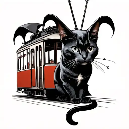 Tram Black Cat Devil And Witch