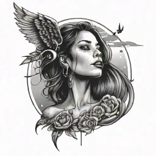 A Girl Looking Up In The Sky But With Music Healing Her Soul