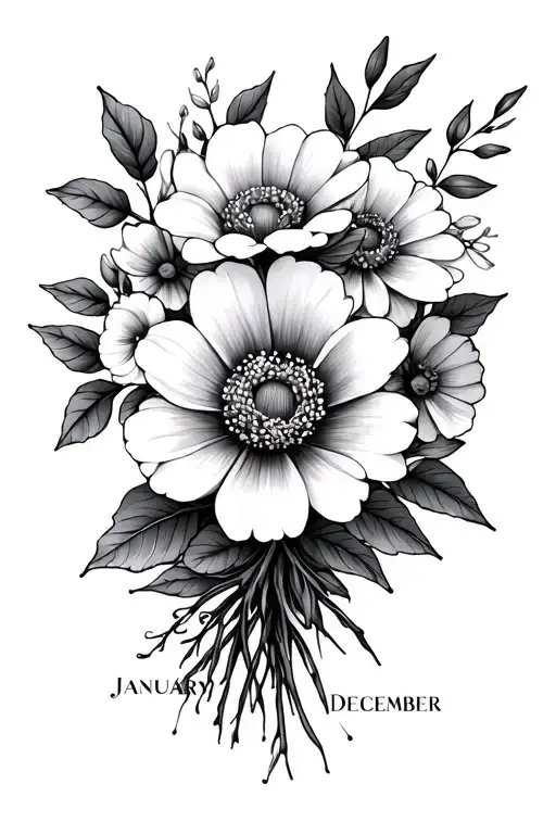 Birth Month Flower Boquet 2 January And One December