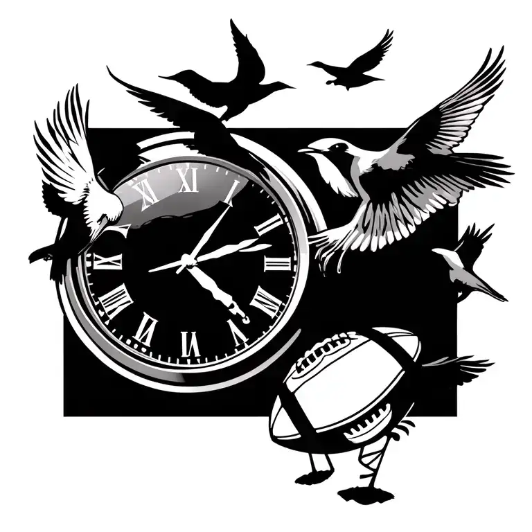 Memorial Tattoo For My Dad Birds Flying Clock Music And Auburn Football