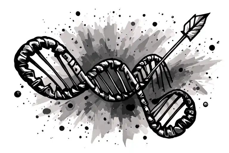Dna Strand With Arrow Running Through It