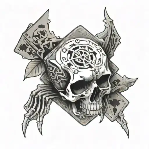 Cards And Dice Skeleton Hand