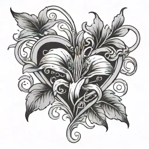 Lily Heart With Vines