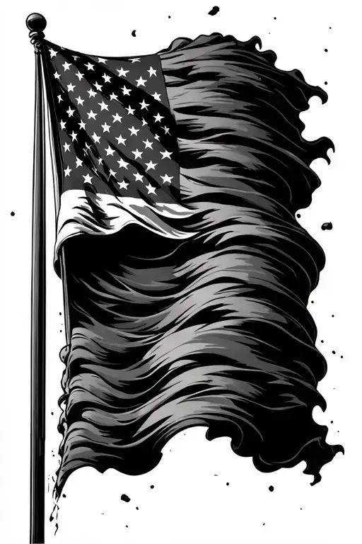 Waving American Flag Downward Spiral