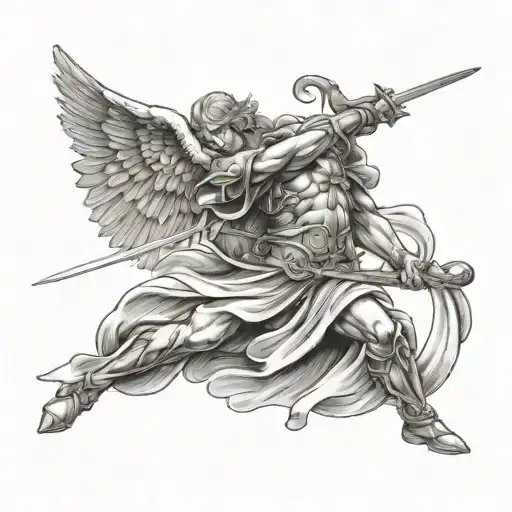 An Angel Throwing His Sword