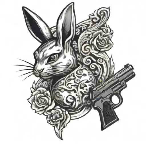 Playboy Small Logo With Gun Next To Him Like He