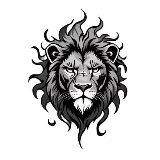 Flaming Lion With A Scar On It's Left Eye