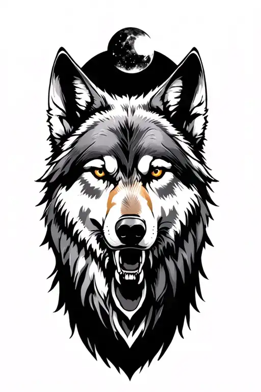 Mated Warewolf Under Full Moon