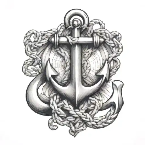 Navy Anchor Intertwined Within An Oroboros