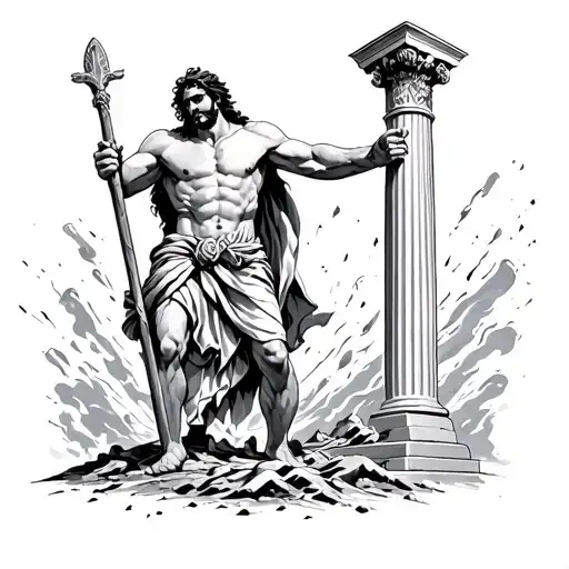Samson From The Bible Destroying The Pillars