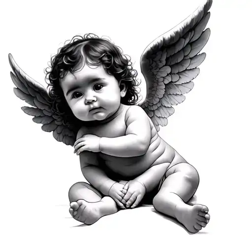 Cute Baby Angel Sitting