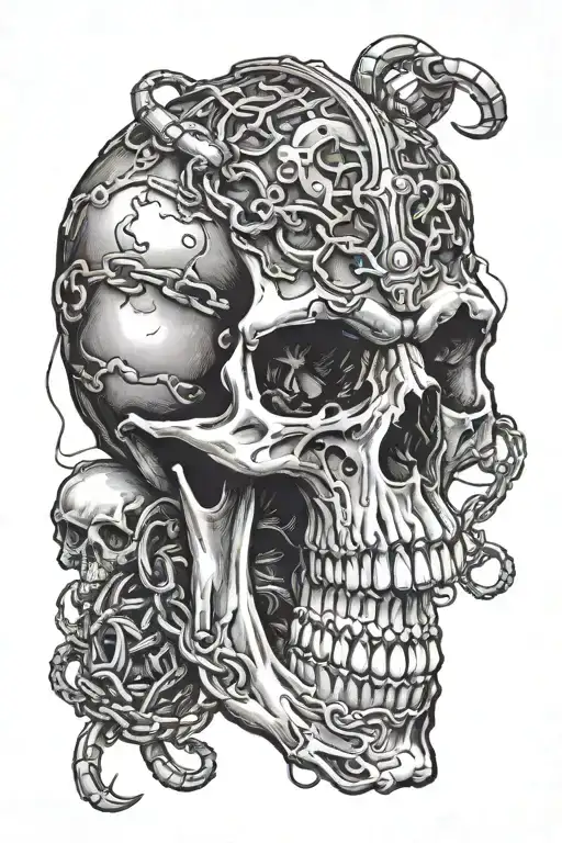 Overthinking Scull With Chained Hart