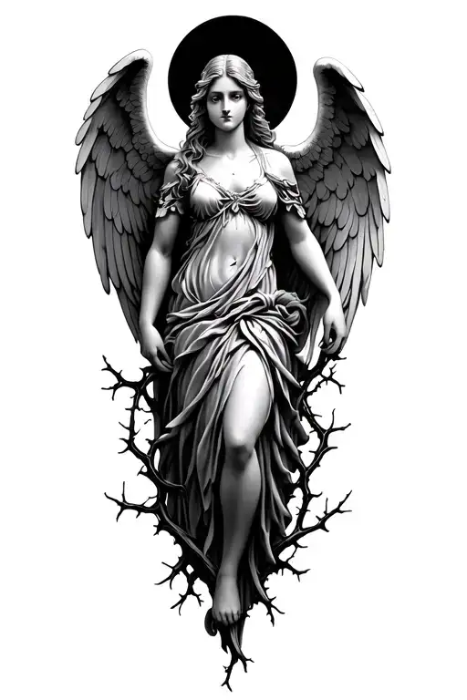 Angel Surrounded By Thorn Vine
