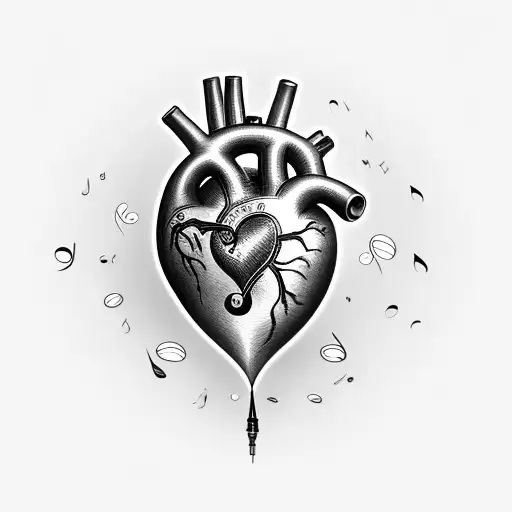 Realistic Heart With Music Notes Wrapping Around