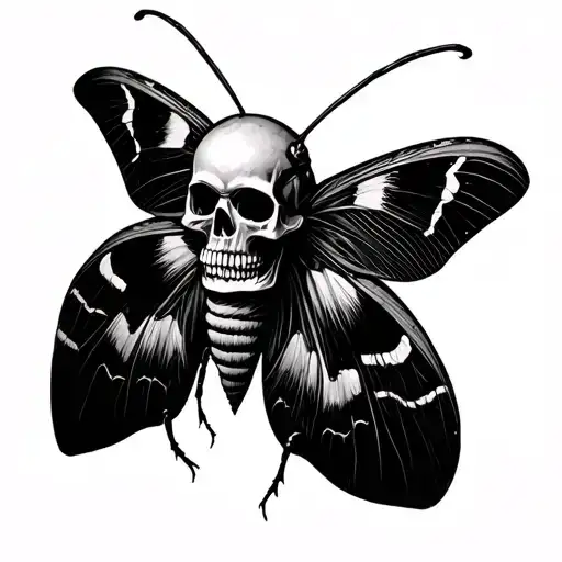 Horror Moth With Skull On Back