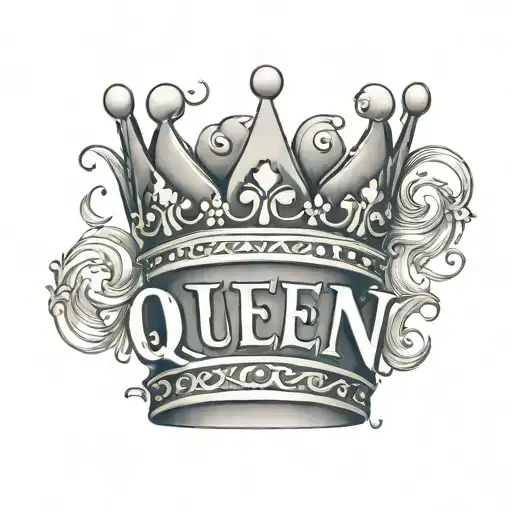 The Word Queen With A Small Simple Crown Above The Q In Pretty Writting