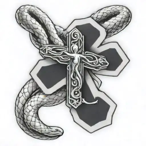 Basic Star Of Life With The Snake Wrapped Around A Cross