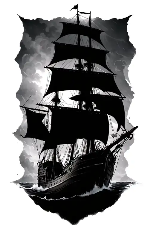 Real Pirate Ship Sailing Storm