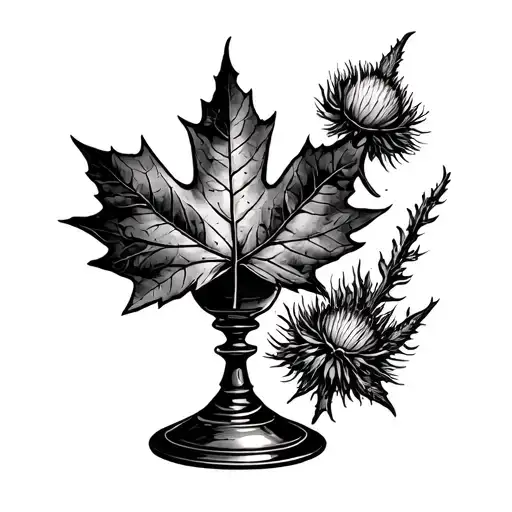 Maple Leaf And Thistle Etched On A Chalice