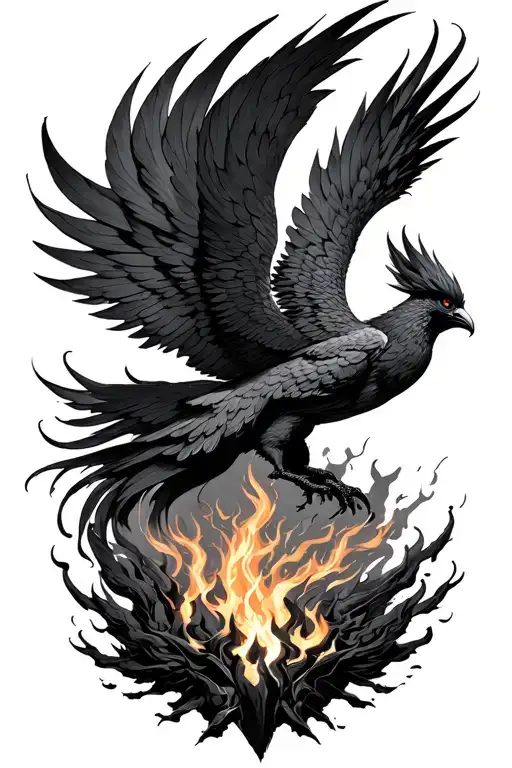 Dark Phoenix Rising From The Ashes Symbolizing Overcoming And Rebirth