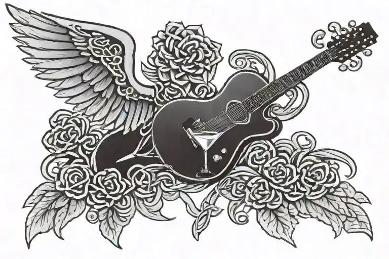 Celtic Symbol Unconditional Love Cocktail Straw Angel Wings Electric Guitar