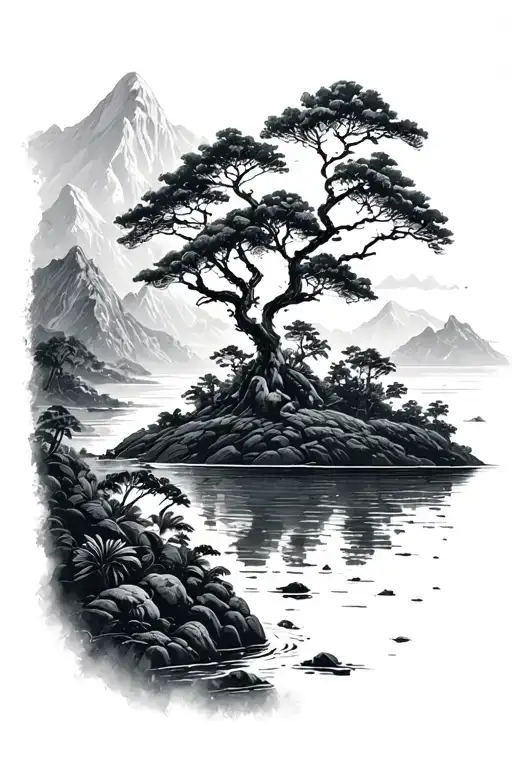 Mountains Trees Nature Scenery Tropical Island Ancient Encryption