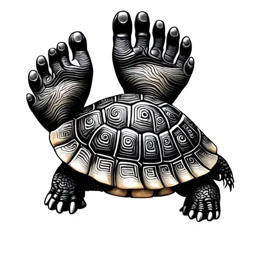 Tortoise With Hmong Elephant Feet Print As The Shell