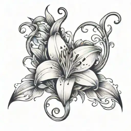 Lily With Vines Heart Shape