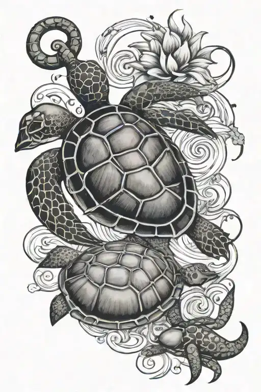 Anchor And Ocean Turtle