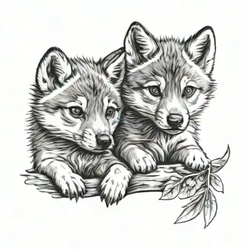 2 Cute Baby Wolves