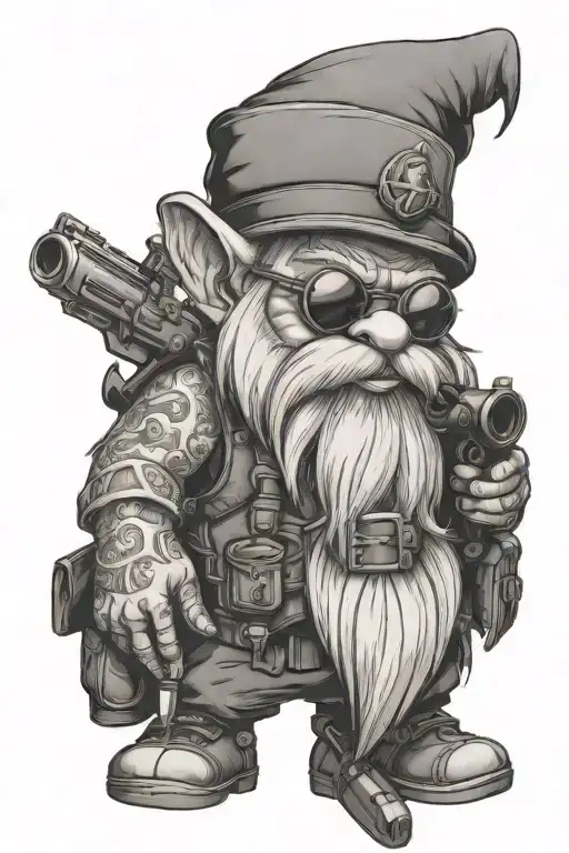 Gnome With Gun And Sunglass & Headphone