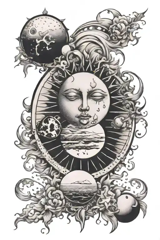Celestial Sun And Moon Rising
