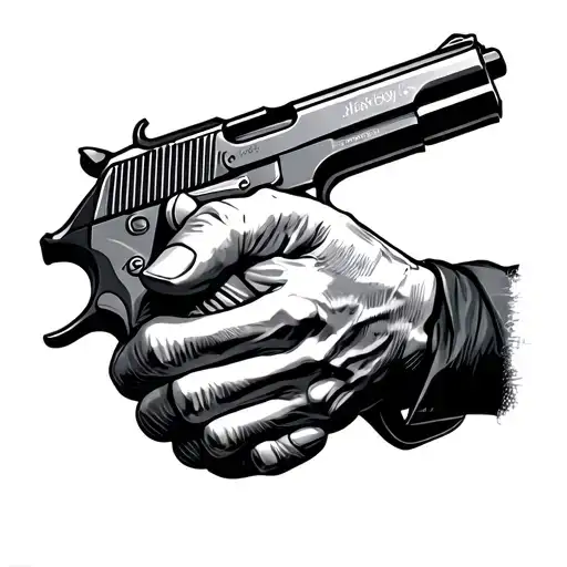A Hand And A Gun Shaking Hands Pointing
