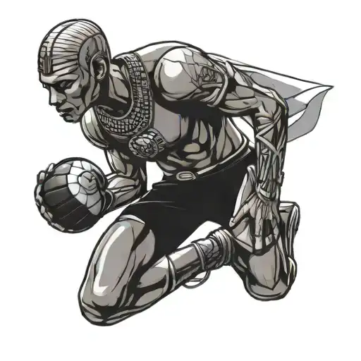 An Egyptian Pharaoh Playing Soccer With Mma Gloves On