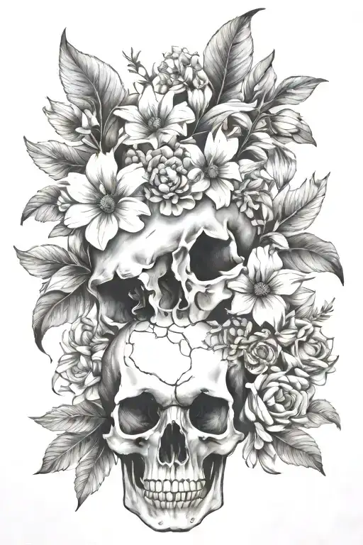 Animal Skull And October And December Birth Flowers