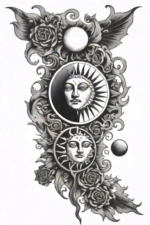Celestial Sun And Moon Surrounded