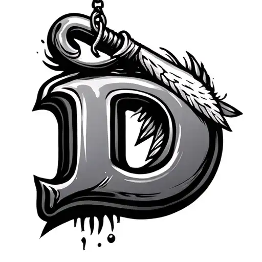 Fishing Hook Hanging From Fishing Line That Forms A D