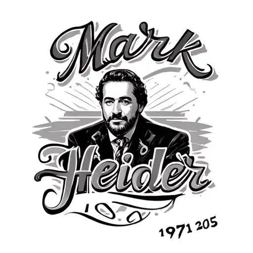 Mark Heider In Cursive With The Date 1971-2015 Under