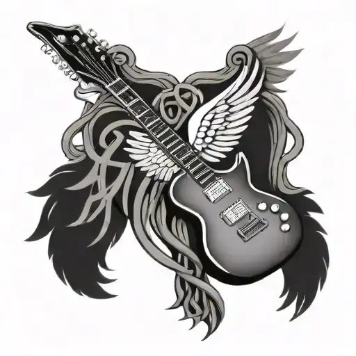 Angel Wings Electric Guitar With Straw And Celtic Symbol Unconditional Love